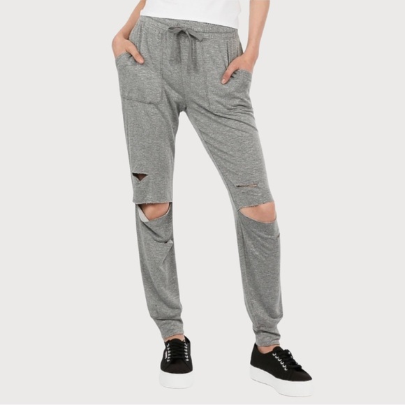 Express Pants - Express One Eleven Grey Ripped Joggers
